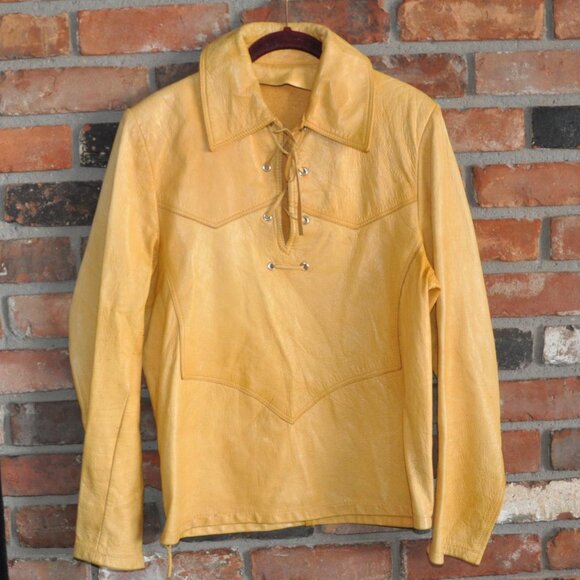 Treen Custom Natural Leather Tunic Viking Medieval Cosplay Long Sleeve Top S - Picture 1 of 4